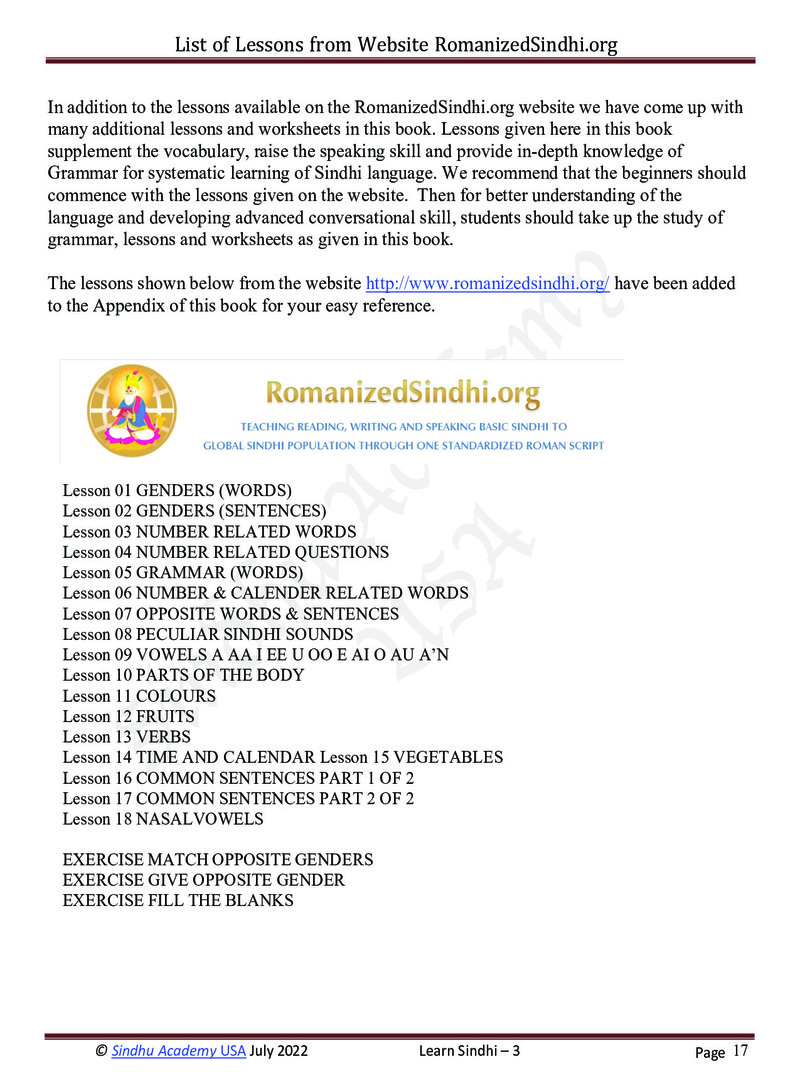 Romanized Sindhi Workbook - Page no 20