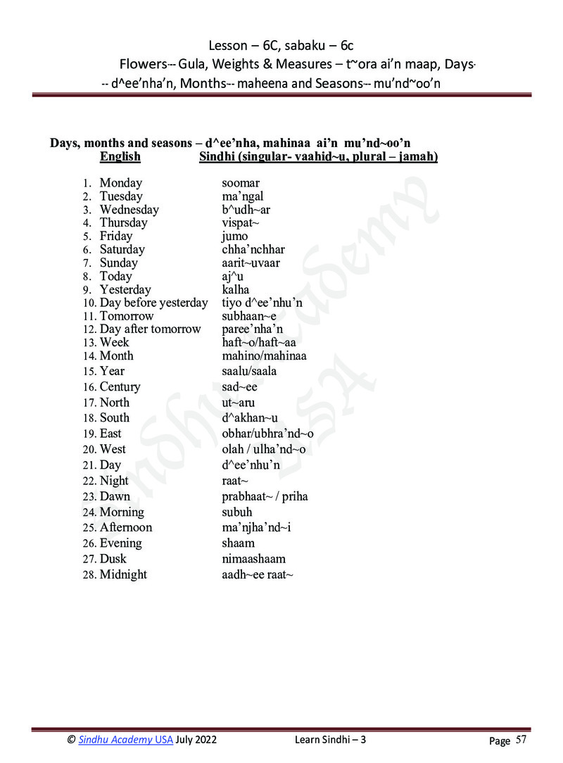 Romanized Sindhi Workbook - Page no 60